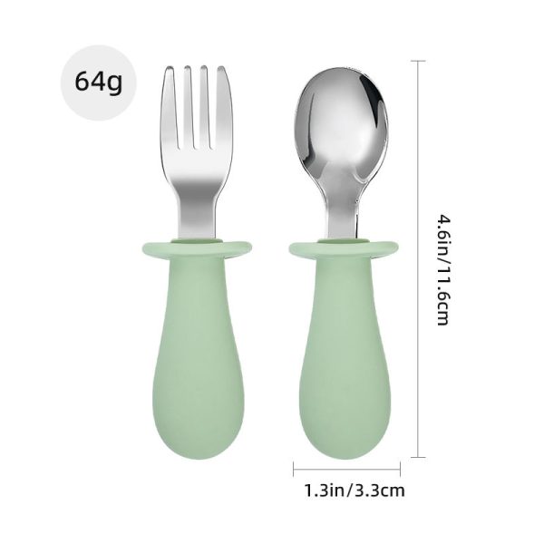 China Wholesale Silicone Stainless Steel Kids Cutlery Set